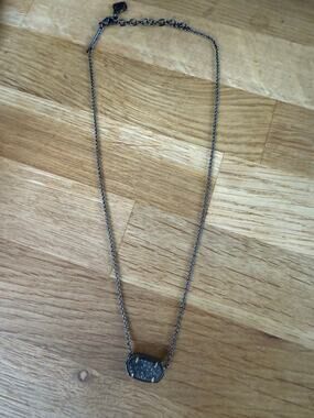 Kendra Scott Elisa Black Drusy Gunmetal Chain Pendant Necklace